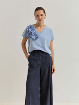 T-Shirt Com Flores e Missangas