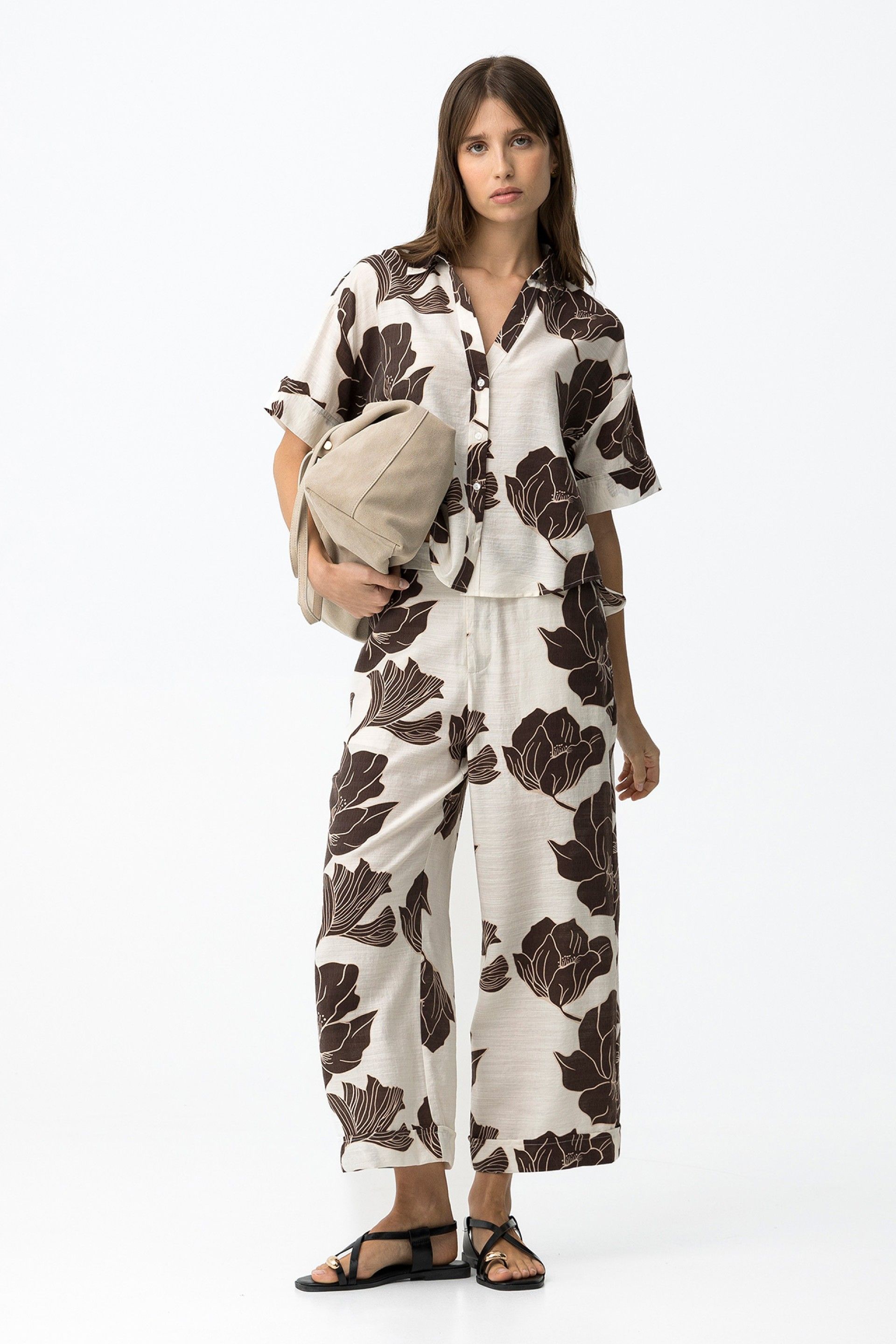 Calças largas com estampado
