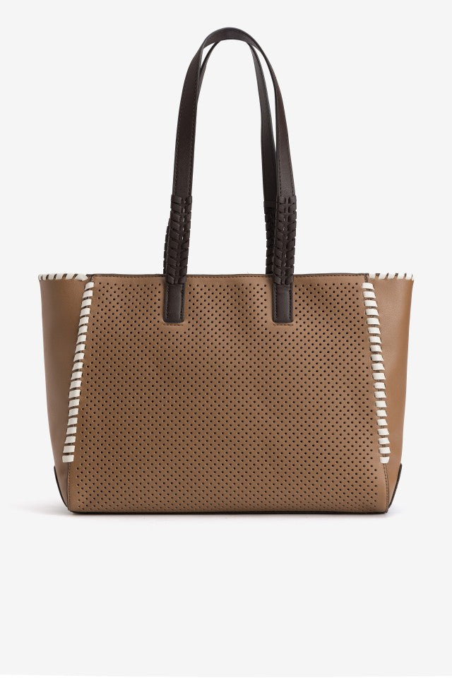 Shopper castanho detalhes perfurados